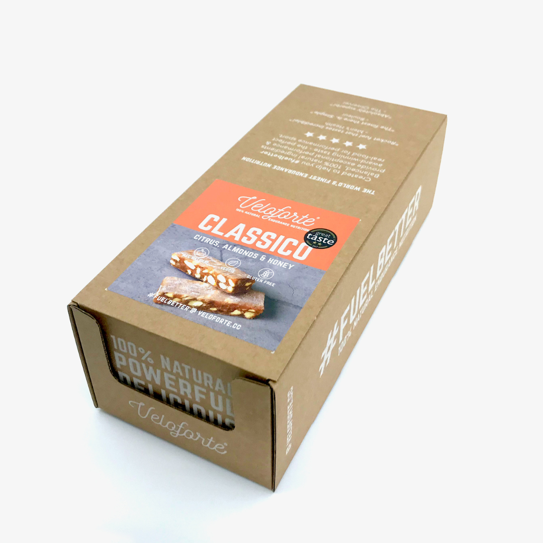 Veloforte Classico Energy Bar: Citrus fruits, almonds & honey.