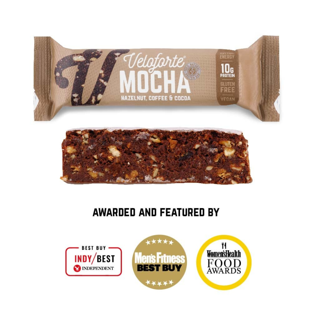 Veloforte Mocha Protein and Energy Bar: Cocoa, Hazelnuts, and coffee Endurance kollective Veloforte Mocha Protein and Energy Bar: Cocoa, Hazelnuts, and coffee Veloforte Nutrition Bars